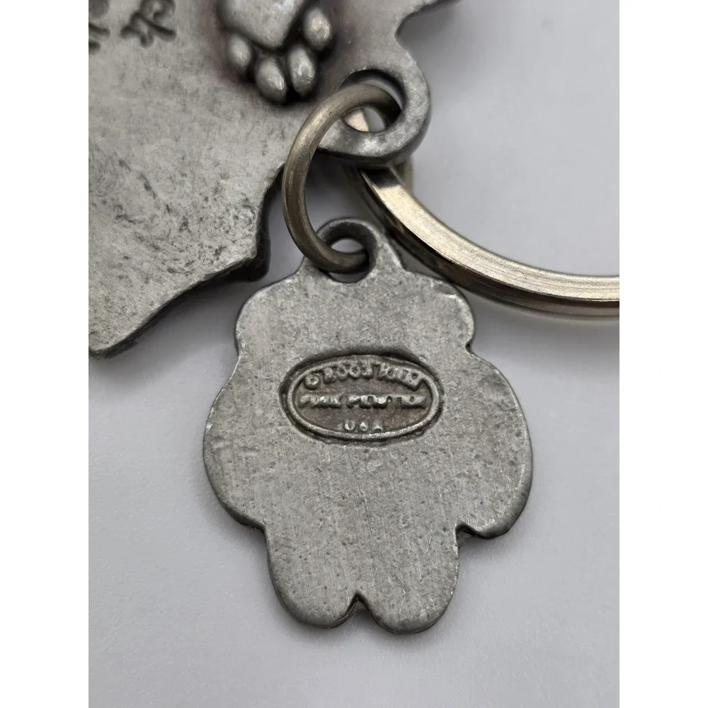 NEW PEWTER JACK RUSSELL TERRIER DOG HEAD KEYCHAIN SILVER METAL